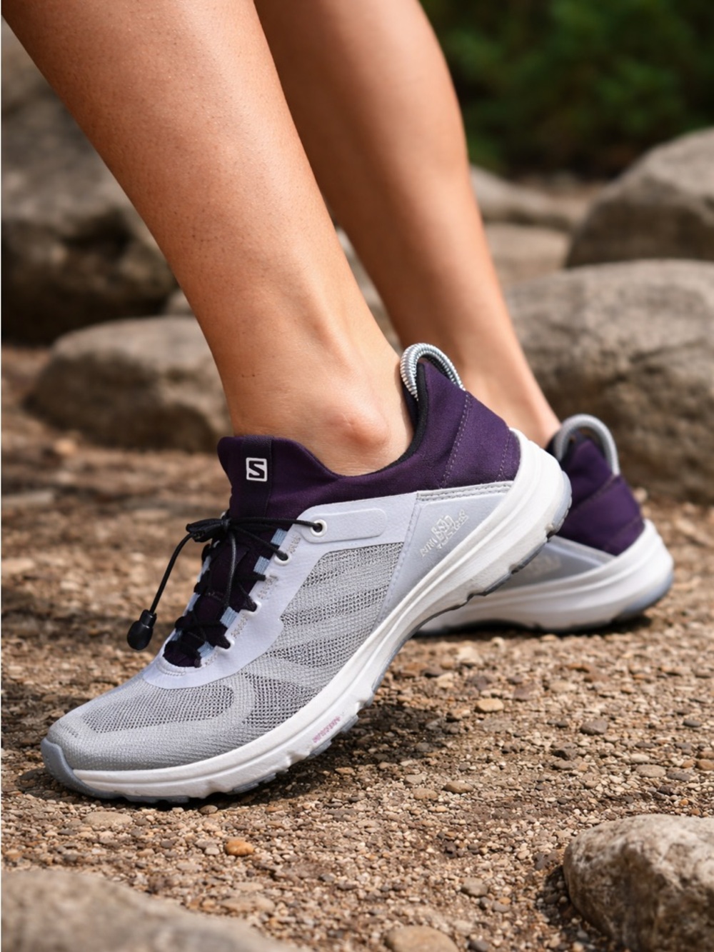 Salomon Amphib Bold 2 Water Shoes Women’s 7 Gray Purple Quicklace Trail Sneakers